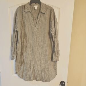 H&M Light Gray/ green  Long-Sleeve Dress